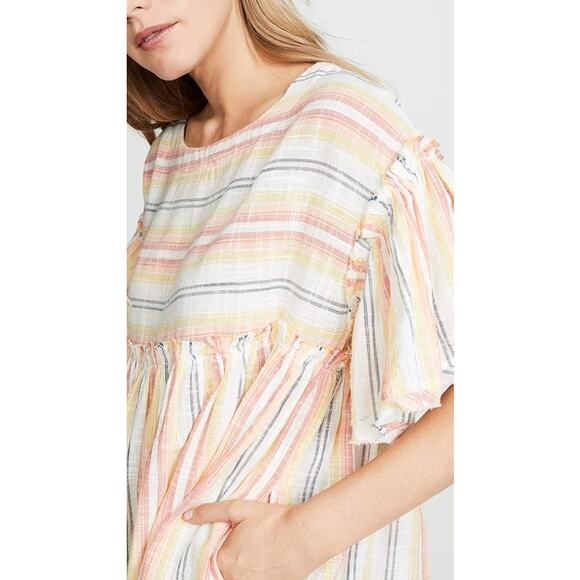 Free People Summer Nights Striped Dress in Yellow Small 100% Cotton - Picture 3 of 8